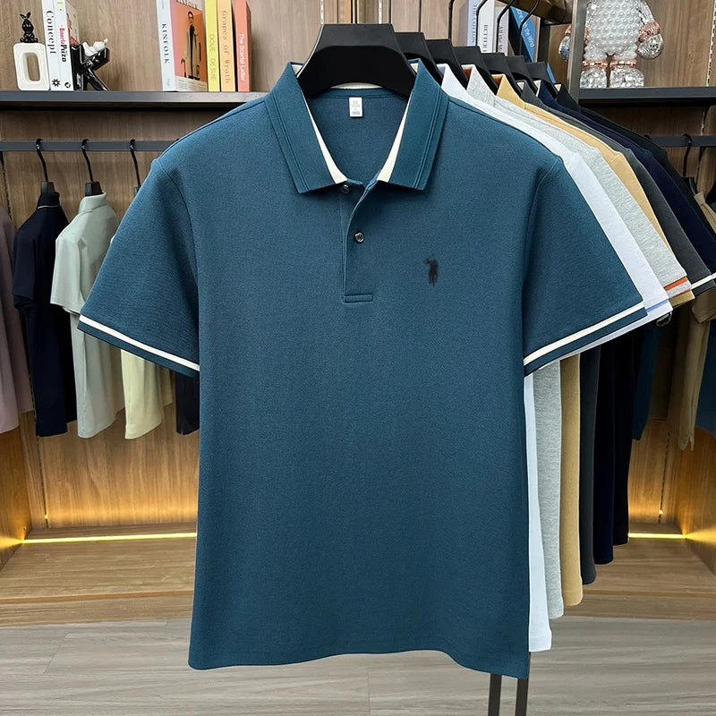 T-shirt 100% cotone alla moda, nuova collezione estiva da uomo, manica corta, lusso, personalizzabile, firmata, ricamo Pony, best-seller, top da golf