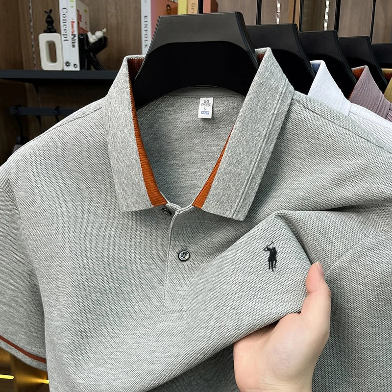 T-shirt 100% cotone alla moda, nuova collezione estiva da uomo, manica corta, lusso, personalizzabile, firmata, ricamo Pony, best-seller, top da golf