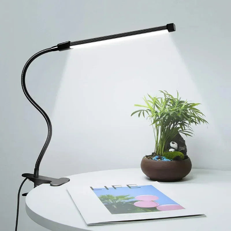 Lampada da scrivania a LED con clip, per dormitorio studentesco, camera da letto, scrivania, lampada da lettura da comodino, piccola lampada da scrivania con protezione per gli occhi, nera