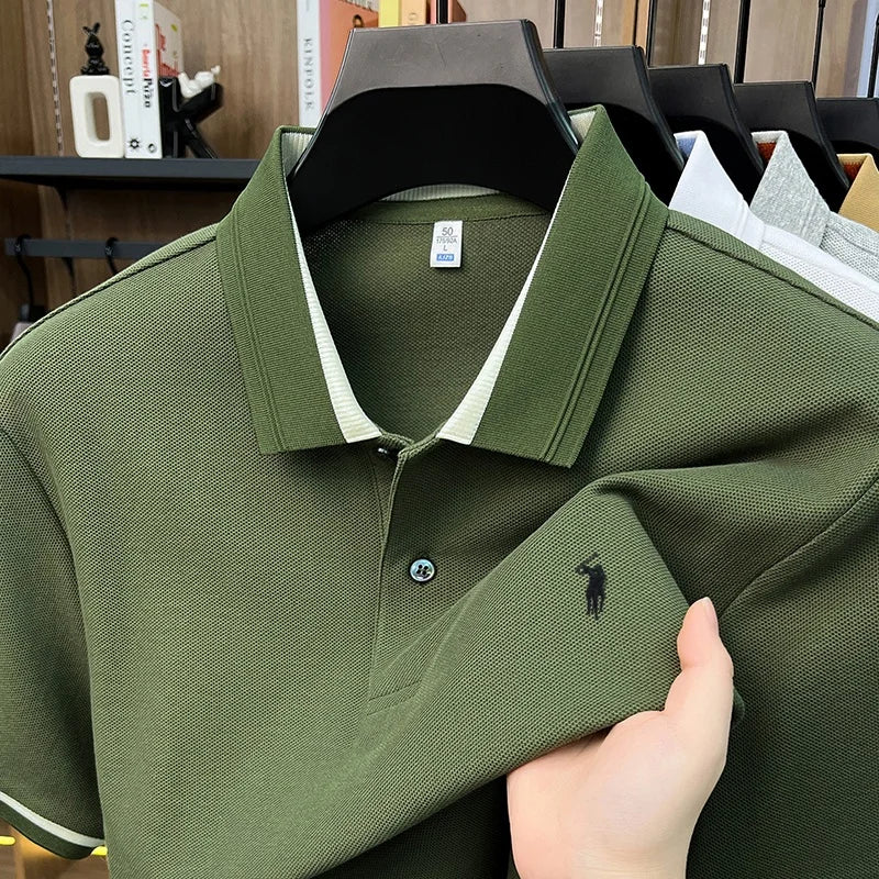 T-shirt 100% cotone alla moda, nuova collezione estiva da uomo, manica corta, lusso, personalizzabile, firmata, ricamo Pony, best-seller, top da golf
