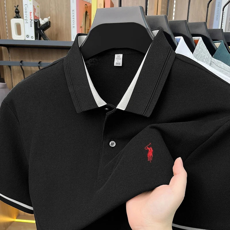 T-shirt 100% cotone alla moda, nuova collezione estiva da uomo, manica corta, lusso, personalizzabile, firmata, ricamo Pony, best-seller, top da golf