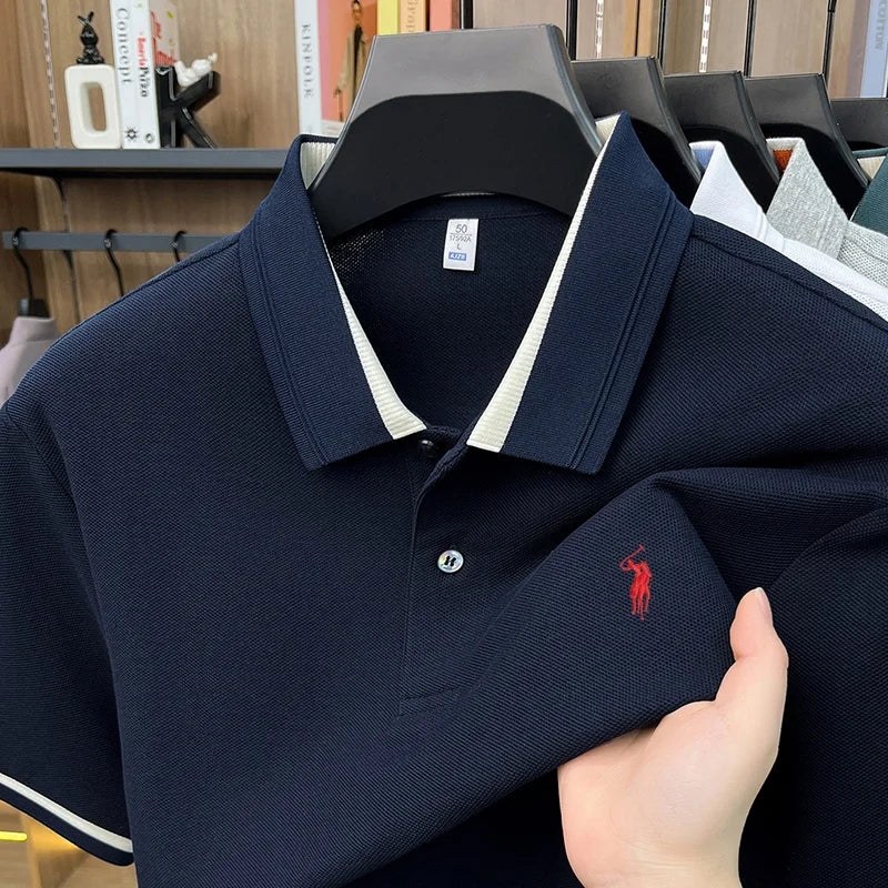 T-shirt 100% cotone alla moda, nuova collezione estiva da uomo, manica corta, lusso, personalizzabile, firmata, ricamo Pony, best-seller, top da golf