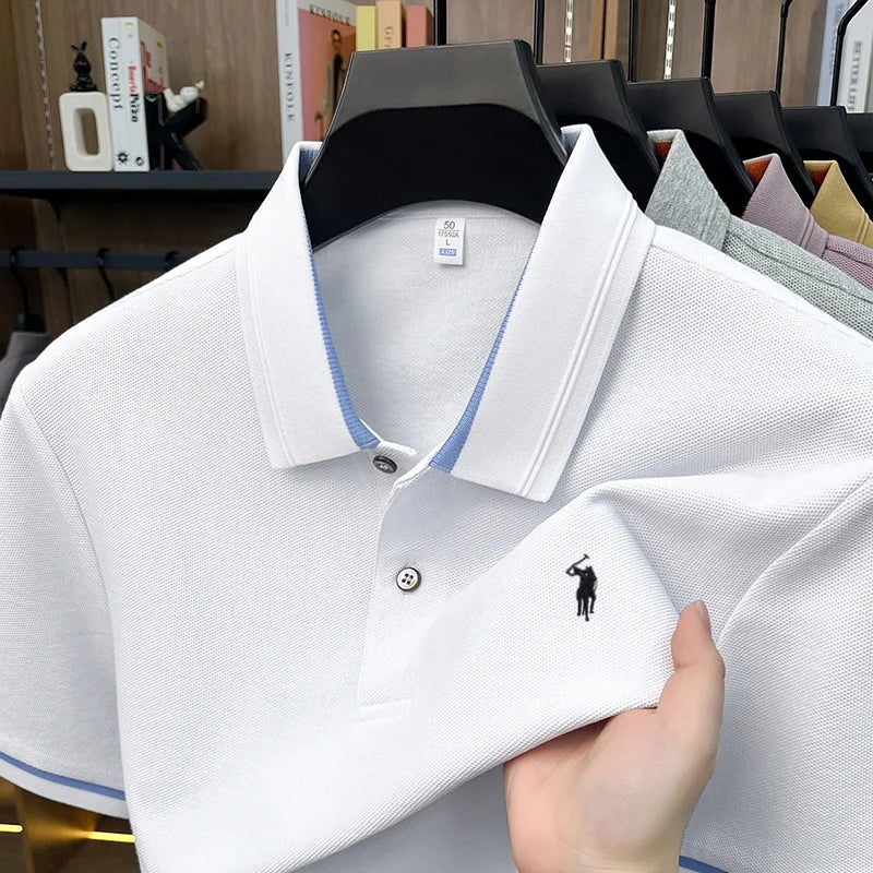 T-shirt 100% cotone alla moda, nuova collezione estiva da uomo, manica corta, lusso, personalizzabile, firmata, ricamo Pony, best-seller, top da golf
