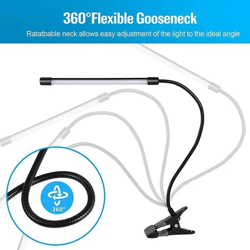 Lampada da scrivania a LED con clip, per dormitorio studentesco, camera da letto, scrivania, lampada da lettura da comodino, piccola lampada da scrivania con protezione per gli occhi, nera